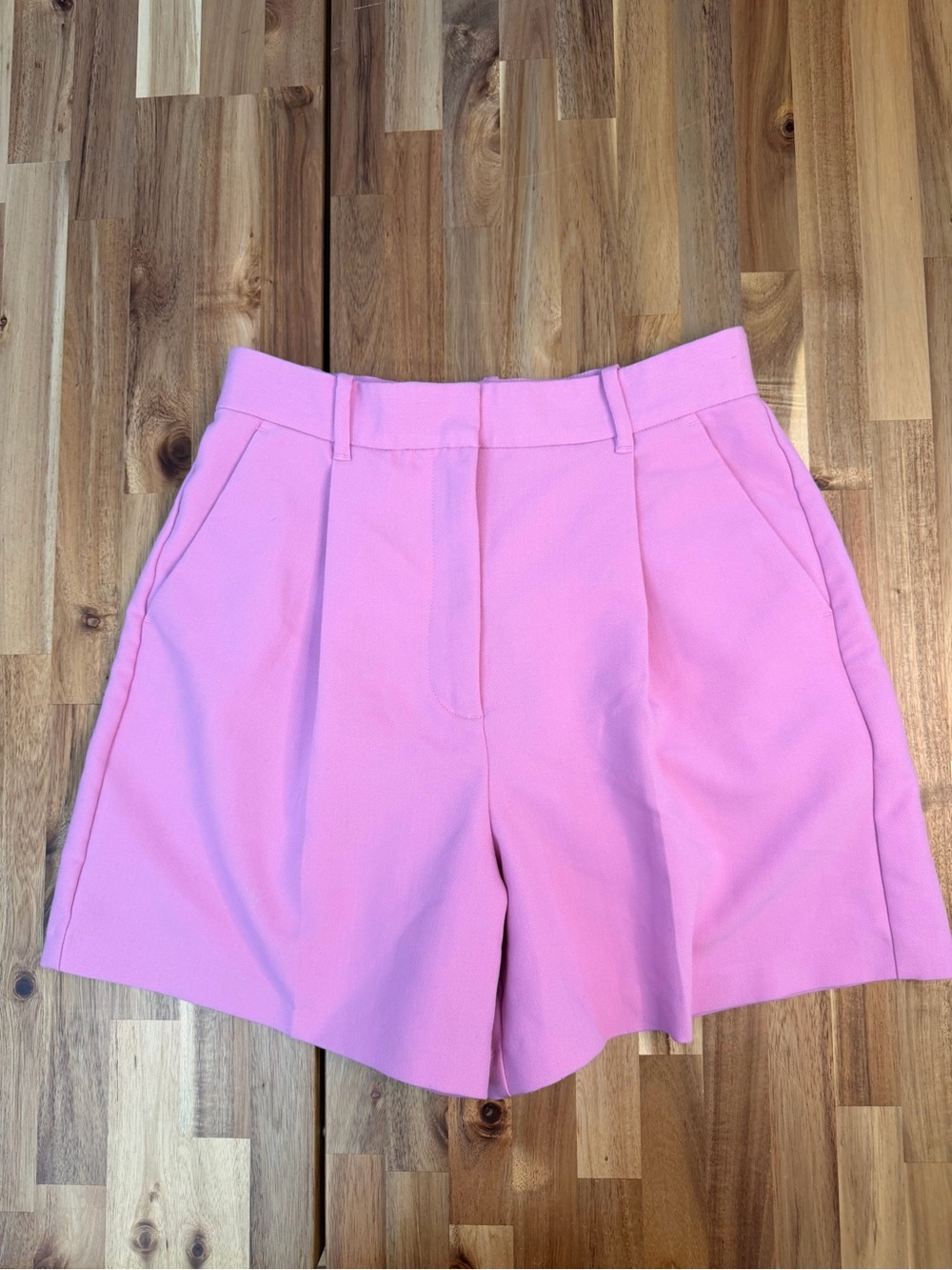 Abercrombie & Fitch Pink High-Waist Tailored Shorts